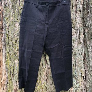 JJill Luxe Linen-Stretch Straight-Leg Crops BLACK